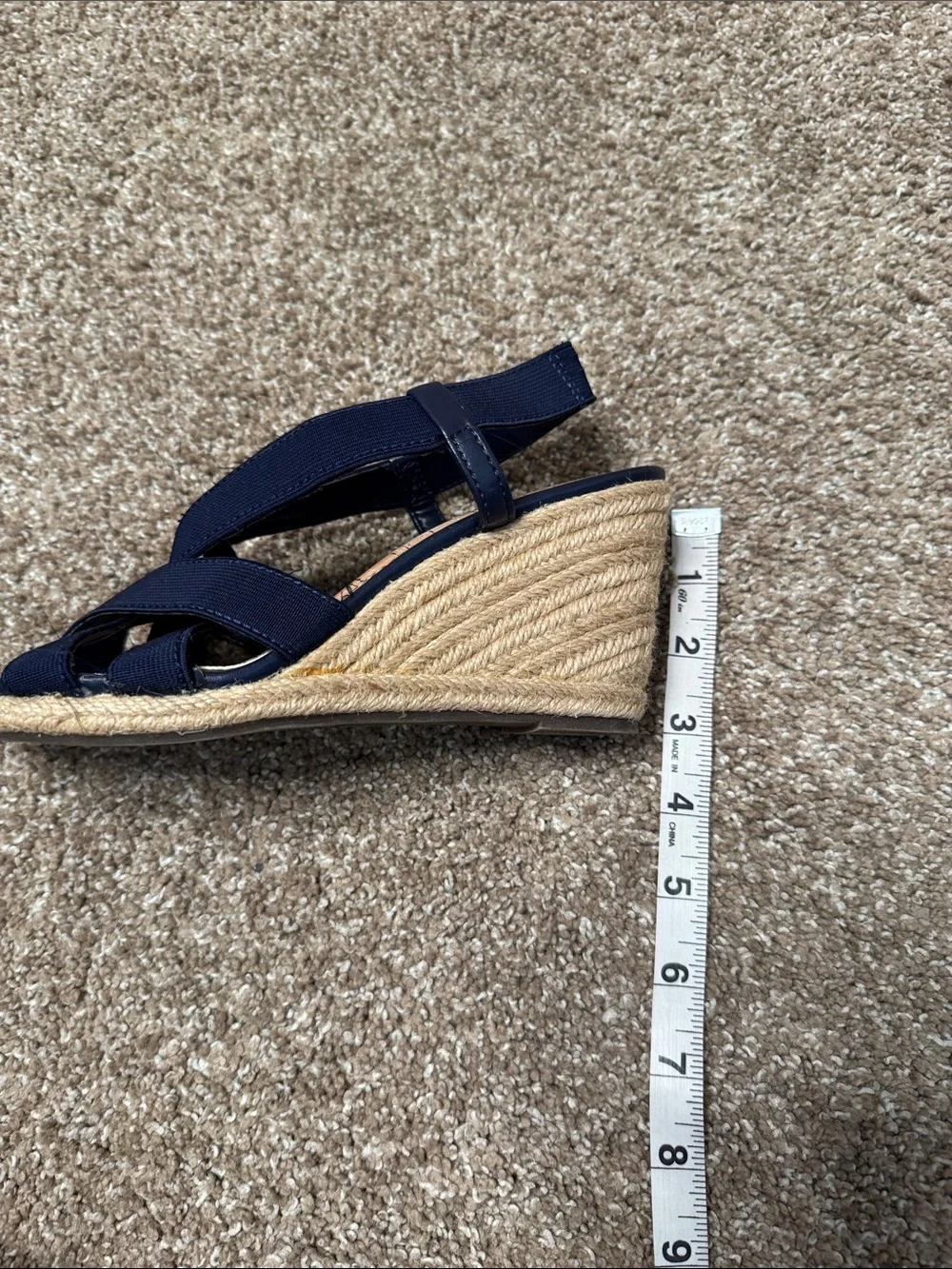 Merona  Navy Blue Espadrille Wedge Strappy Slingback Sandals SZ 5.5 summer